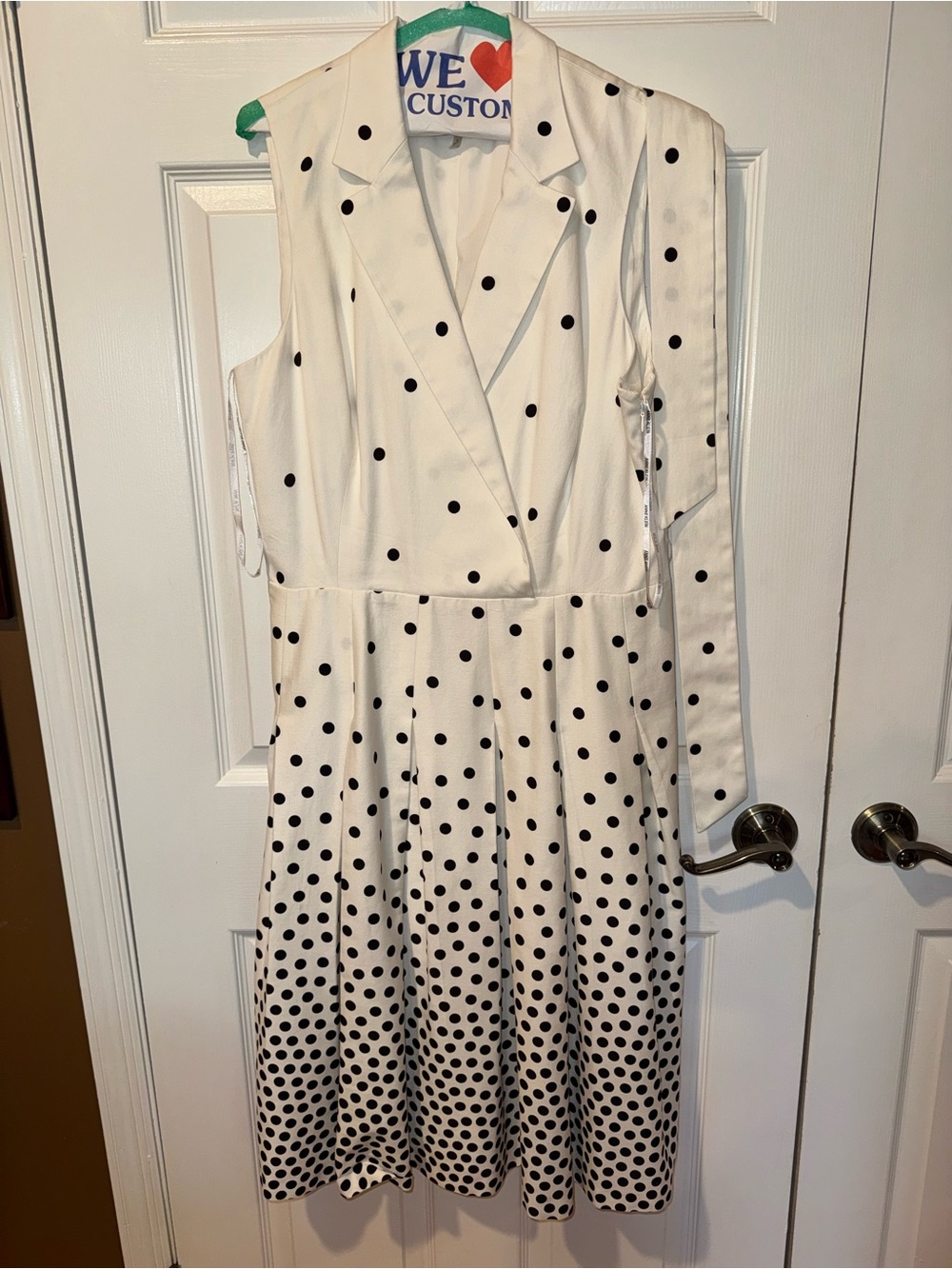 Anne Klein White Sleeveless Classic Polka Dot Midi Wrap Dress - Picture 5 of 5